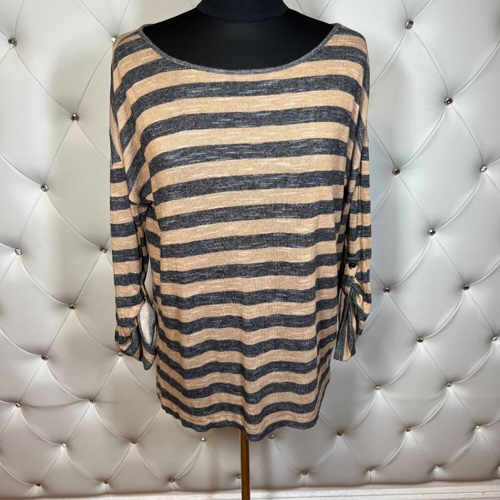 Ki-line Striped Black And Tan Women’s Top Size S